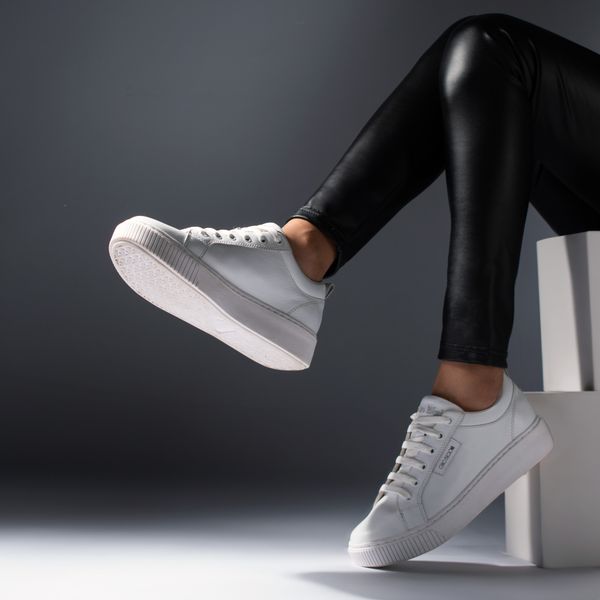 Zapatillas Urbanas Firulete Caminata Fina Cuero Ecológico Blancas